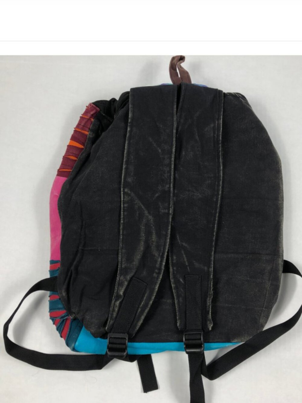 Nepal Bucket Back Pack Rising International Multi Color Razor Cut Peace Sign - Picture 2 of 5